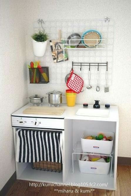 ダイソー おままごとキッチンセットとダンボール即席手作りキッチンコーナー - 🍀tue-noie