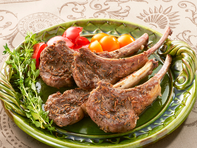 ラムチョップのバルサミコソースがけ