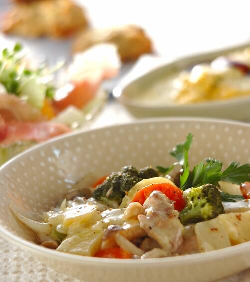 鶏肉のクリーム煮のレシピぱくぱく献立くん 料理レシピ