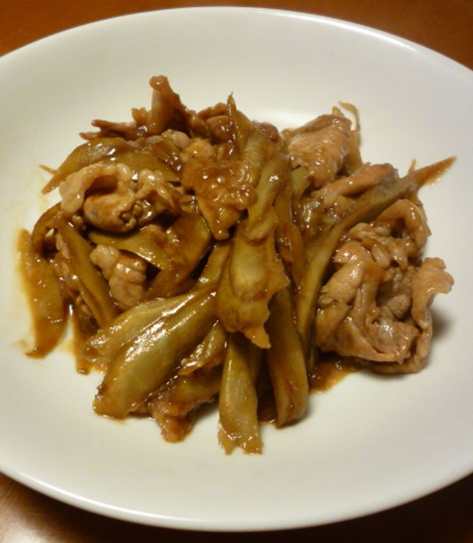 豚こま肉とごぼうのしぐれ煮低温調理と併用