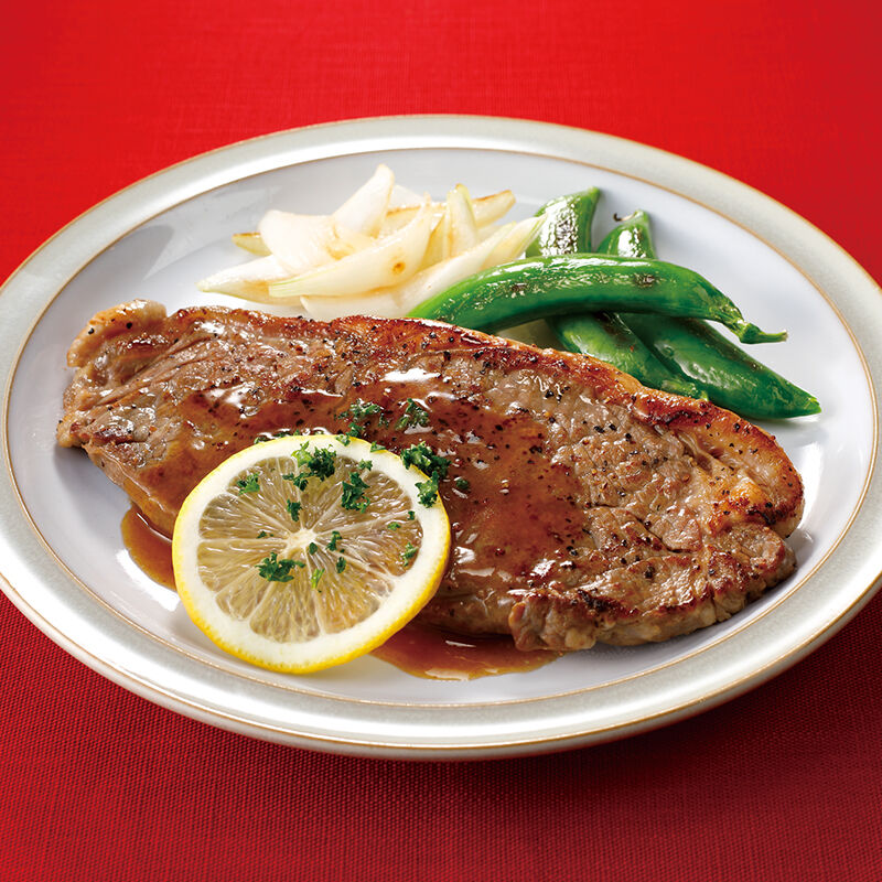 ガーリックソースの ポークステーキ