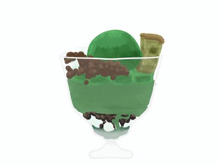 抹茶プリン 和スイーツのイラストスマホ壁紙PC壁紙-spring illustrationシンプルかわいいイラスト壁紙