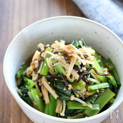 豚こまと小松菜のレンチン煮