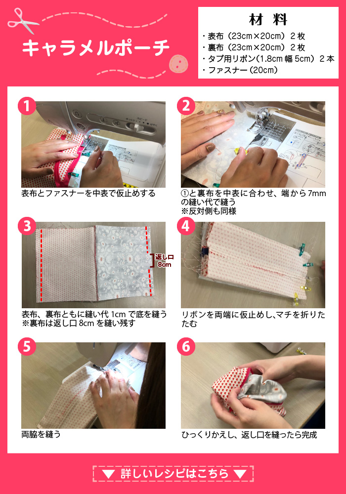 はじめてでも簡単 キャラメルポーチの作り方 裏地付き＊20cmファスナー＊ゆっくり解説