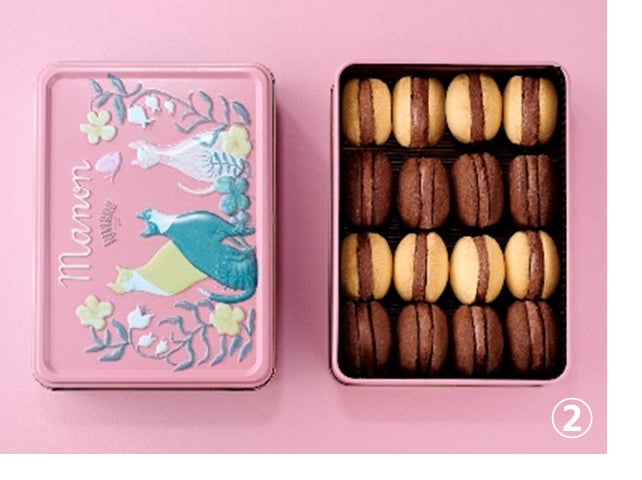 y ♥ リビエール ラングドシャ＆マノン 兵庫『リビエール』のラングドシャとマノンのクッキー缶。並ぶ