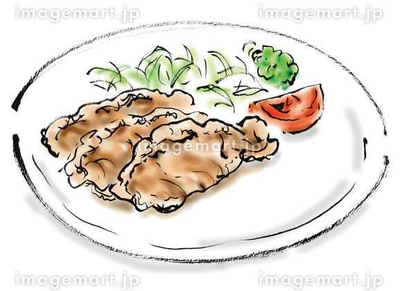 からあげ定食 料理・食べ物の手描き水彩イラスト素材のイラスト素材FYI08113097ストックフォトの QleanMarket キュリンマーケット