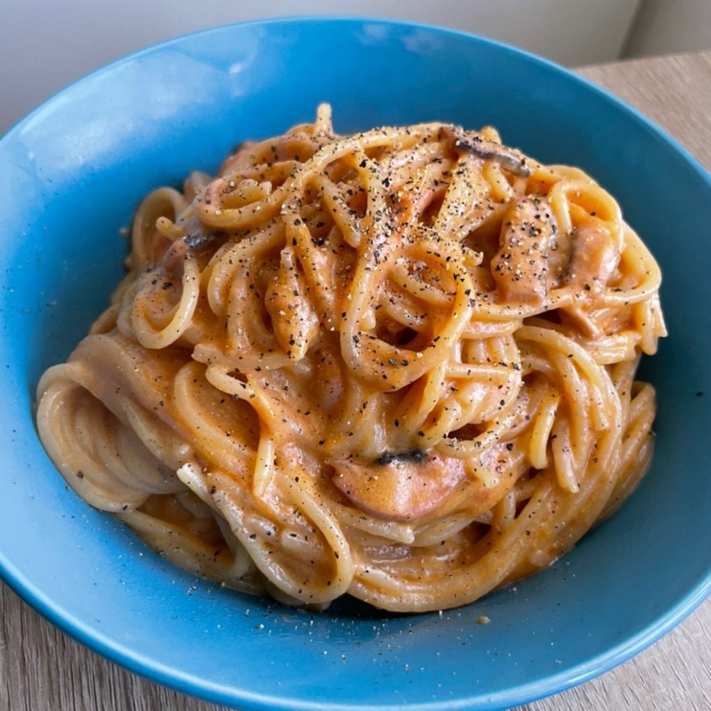 イカの塩辛でクリームパスタ