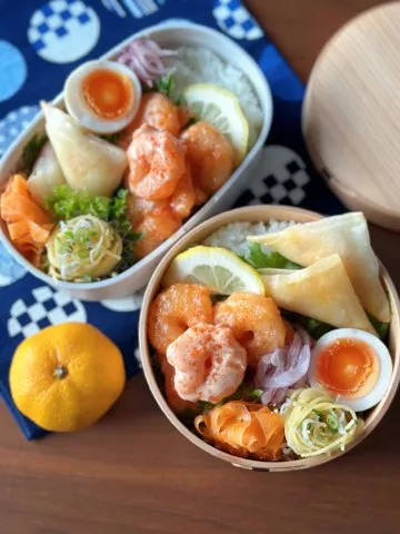 お弁当のおかず☆むきえびのピリ辛ケチャップ炒め