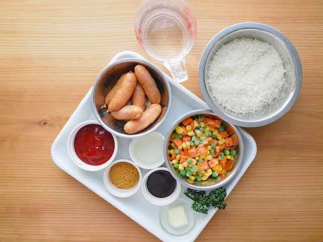 ミックスベジタブルとベーコンのケチャップソテ