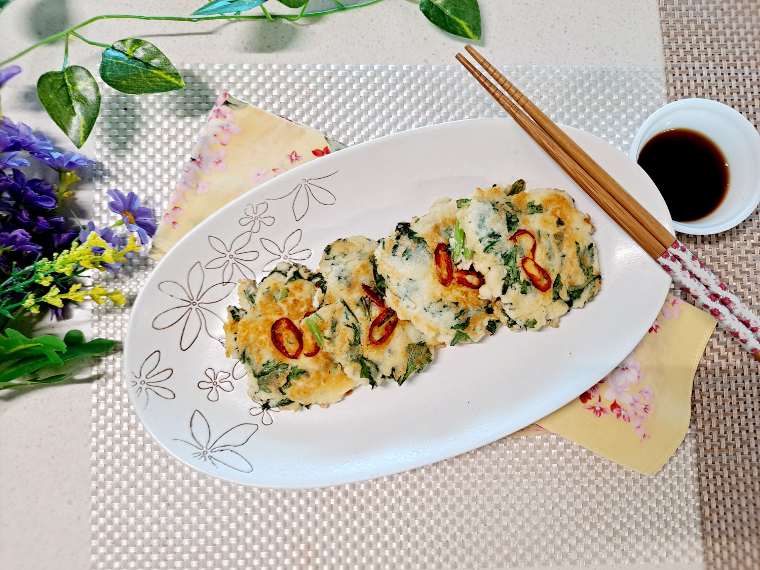 簡単ヘルシー 糖質制限 春菊のおからチヂミ