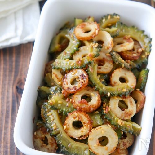 ゴーヤーとちくわのアオサ天