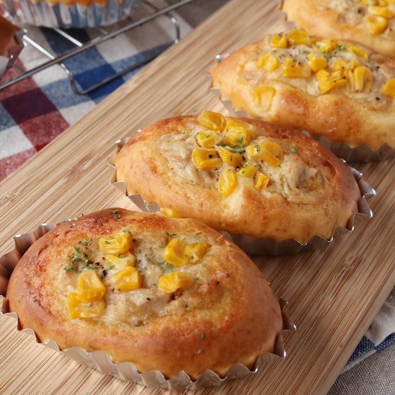 即席パン ホットケーキミックスでとても簡単！混ぜて焼くだけ！お惣菜パンの作り方 4K