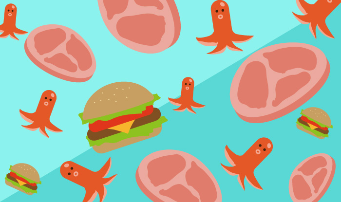 食べ物・肉 ラムチョップのかわいいフリーイラストフタバのフリーイラスト