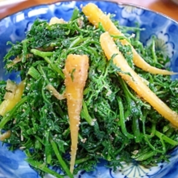 野菜の葉っぱ収穫したての人参を片手にウロウロする娘。 土のにおいがして、水々しい。 「にんじん！にんじん！」と叫び続けてた。笑 そう、それが人参だよースーパーでは葉っぱを見ることがあまりないもんね。 ラミネートした葉っぱ付き野菜の写真で収穫ごっこをしま