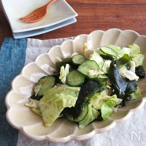 キャベツとわかめの酢の物 調味料2つ 減塩