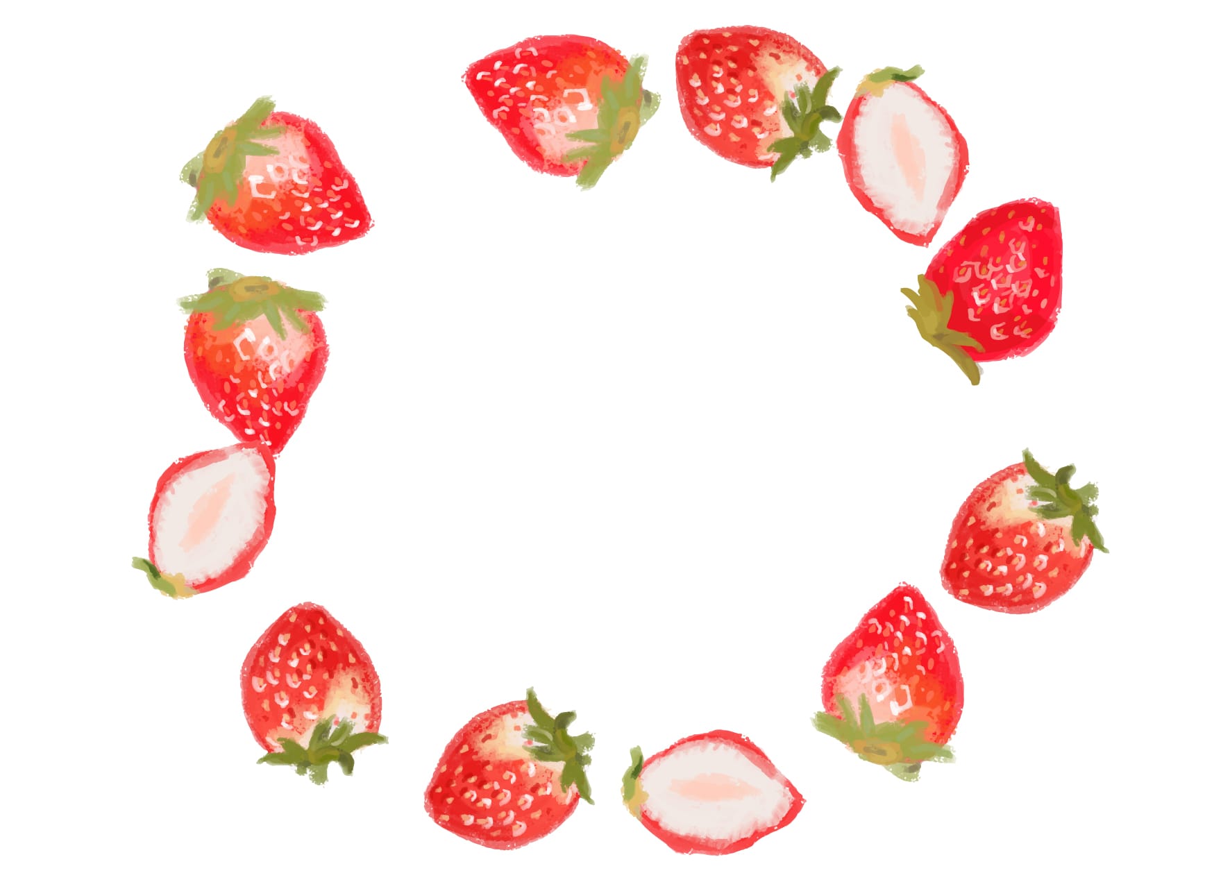 白いちごの無料 フリー イラストかわいい手描きの無料素材「てがきっず」保育園・小学校・介護施設にぴったりのフリー素材イラスト