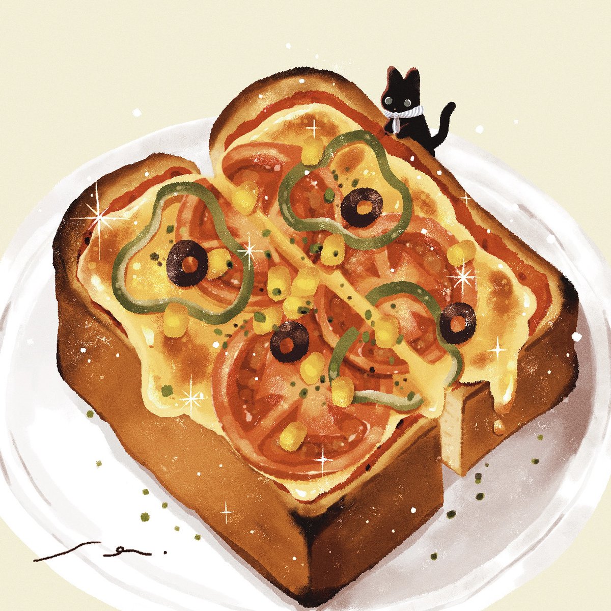 食べ物・料理 ピザのかわいいフリーイラストフタバのフリーイラスト