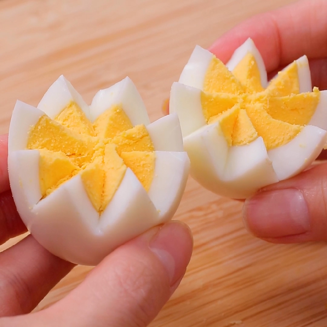 ゆで卵可愛い切り方ギザギザTikTok