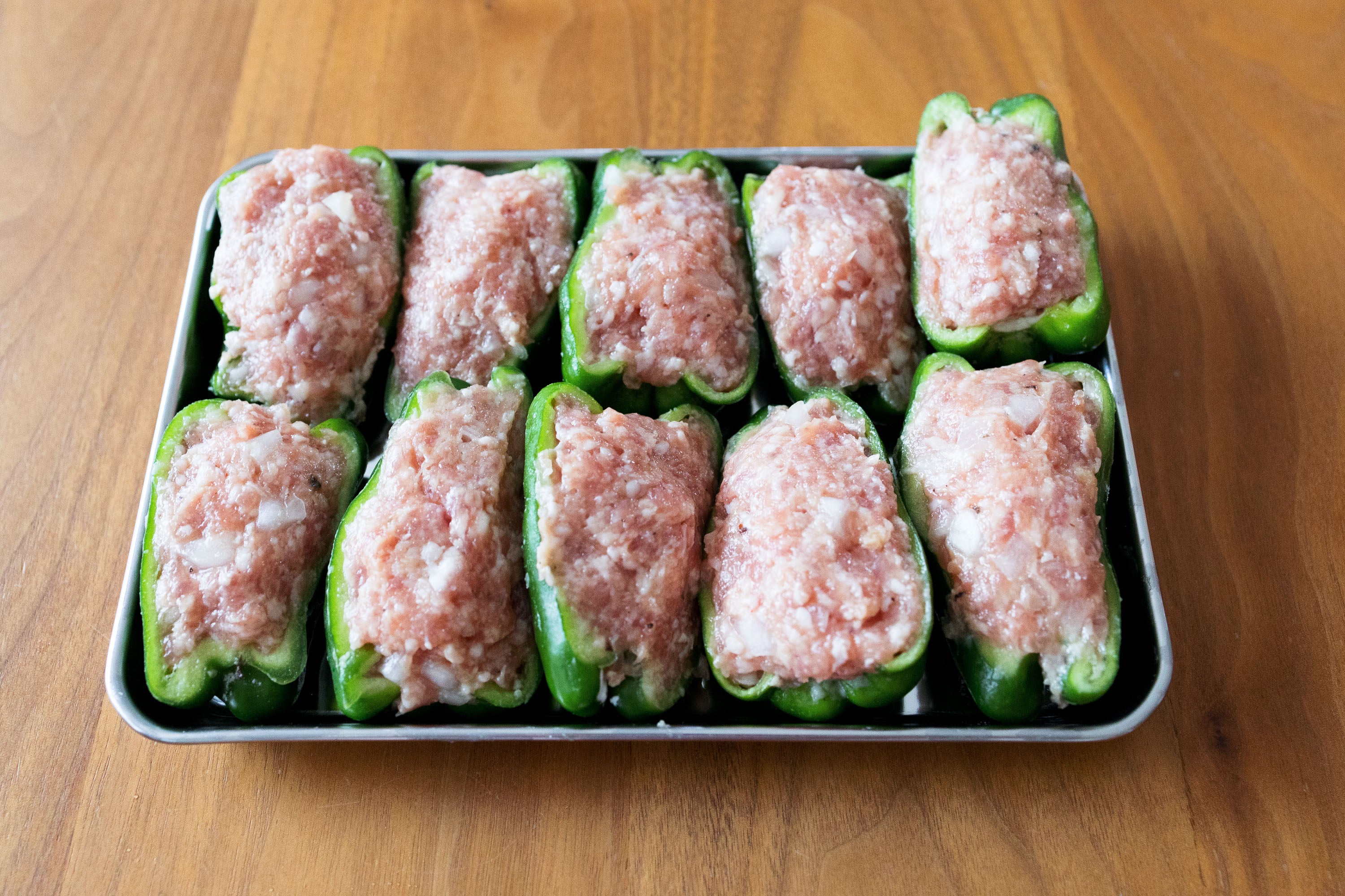 ピーマンの肉詰め パン粉・片栗粉など無し