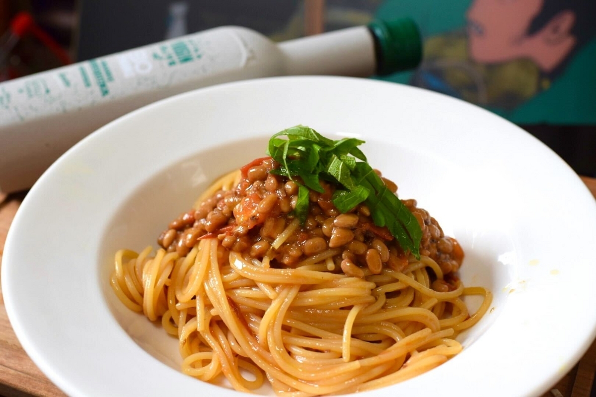 トマトと納豆の冷製パスタ