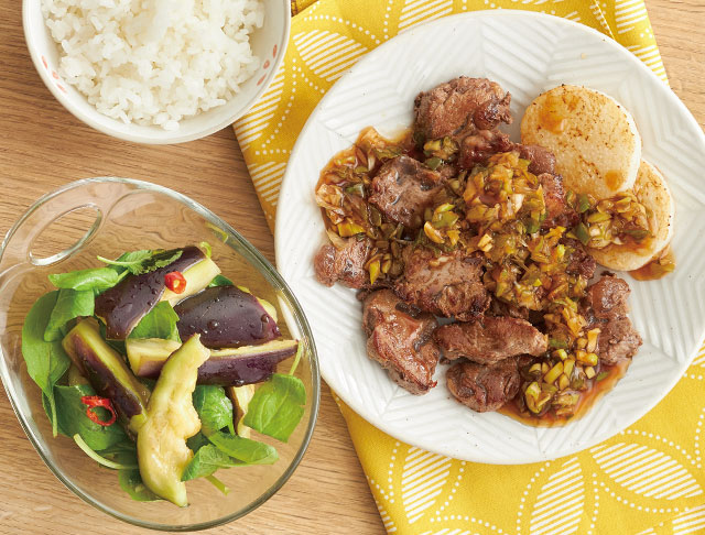 米なす「くろわし」で！ビッグなあんかけ揚げステーキ