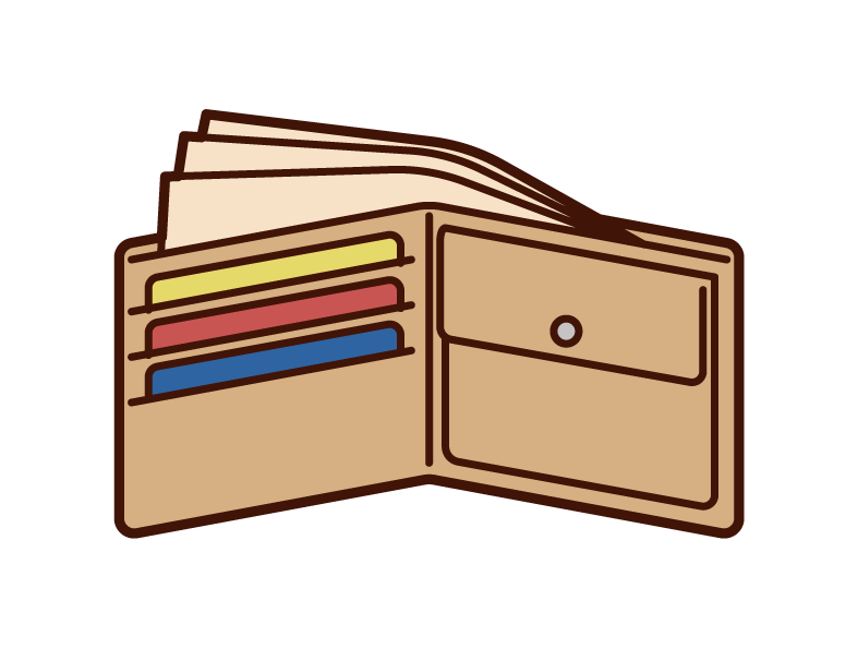 財布かわいい手描きの無料素材「てがきっず」保育園・小学校・介護施設にぴったりのフリー素材イラスト