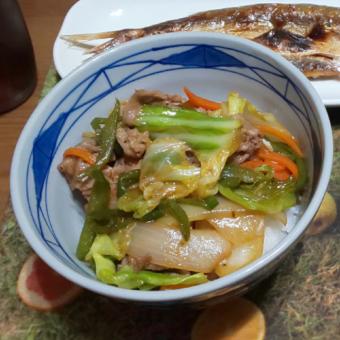 脱野菜炒め！ささっと簡単☆焼肉のタレ豚丼