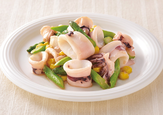 イカとにんにくの芽の花椒炒めレシピエスビー食品株式会社