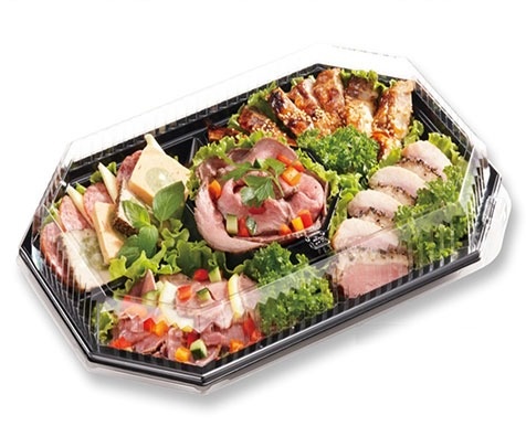 オードブル皿 39cm 仕切り皿 プラスチックオードブル容器 盛皿 大皿 オードブル 盛り合わせ アラカルト ホームパーティー パーティー中子付き 仕切り付き ふた付き- メルカリ