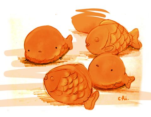 たい焼きの可愛いイラストアイコン可愛い絵文字アイコンイラスト『落書きアイコン』