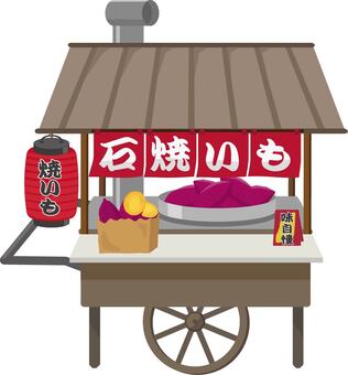 Amazonのぼり 旗 石焼き芋 黒に焼き芋のイラスト赤文字 オリジナル筆文字 ポンジ 600×1800ミリのぼり旗文房具・オフィス用品