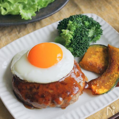 冷凍食品で☆ふわふわ卵のせハンバーグ☆