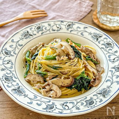 きのこと豚バラの和風パスタ