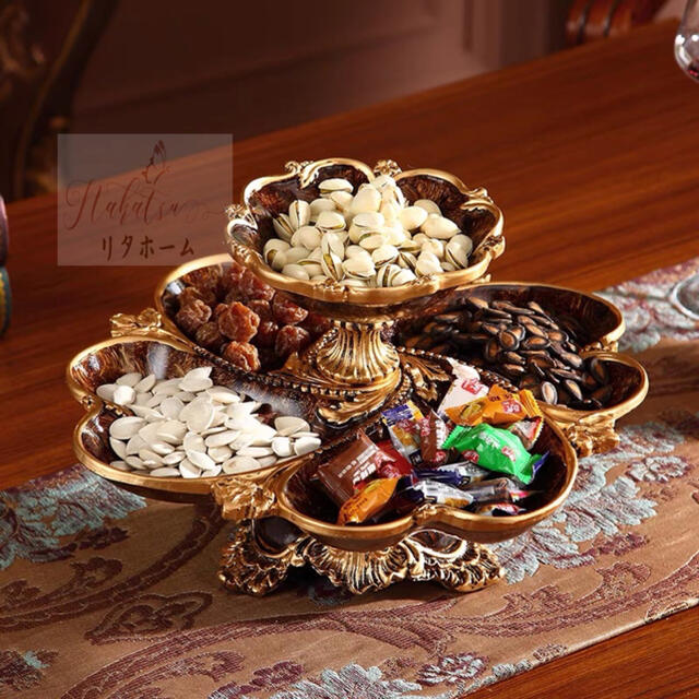 高級果物皿 盛り皿 お菓子皿、フルーツプレート、花柄豪華～果物カゴ お