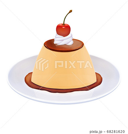 プリン・さくらんぼ：イラスト無料