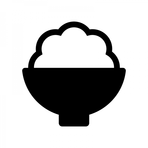 ご飯のシルエット無料のAi・PNG白黒シルエットイラスト