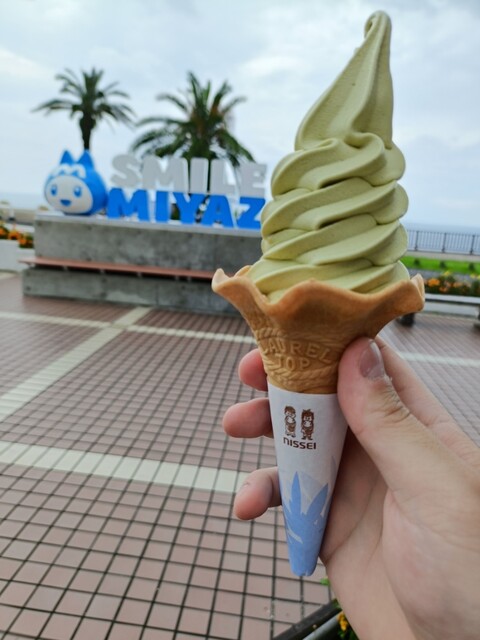 道の駅フェニックスまでドライブ🚗 青島グランドホテルから車で約7分！ 名物のソフトクリームをいただいてきました🍦 宮崎の果物のソフトクリーム、マンゴーと日向夏！とても美味しいです😌 晴れてる日は絶景です🌞 南下する際は是非、堀切峠を通り 太平洋を一望してみて