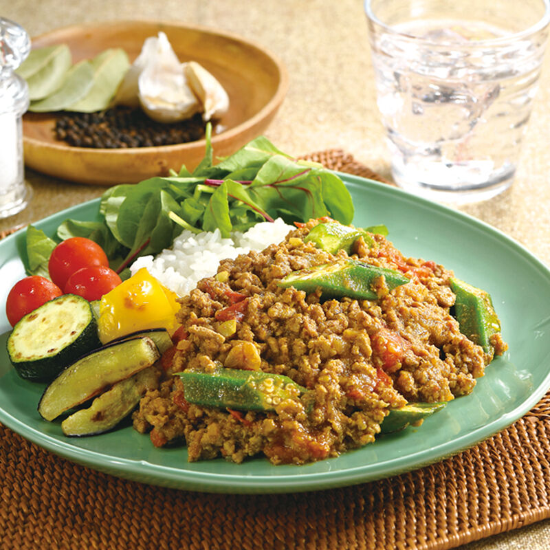 夏野菜のキーマカレーやわらかい玄米レシピお米レシピヤマトライス