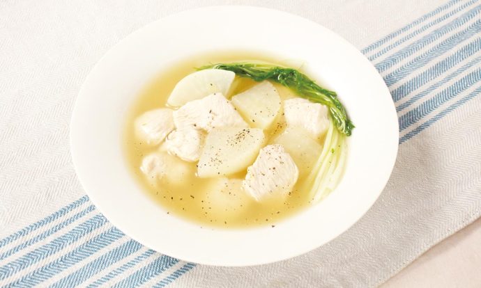 煮込みは10分♪汁まで飲み干す♪『鶏大根のうまだしスープ煮』