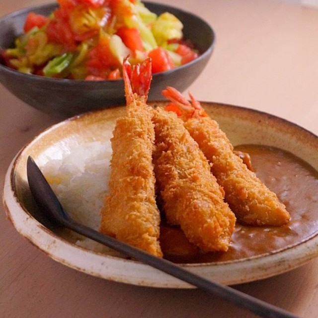 エビフライ まっすぐに揚がる