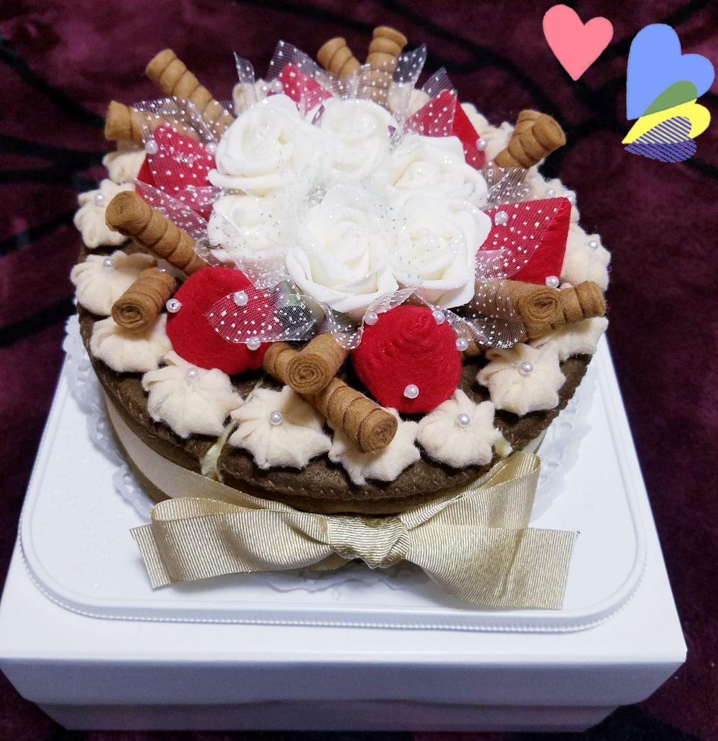 ☆受注製作☆ 特大フェルトホールケーキ フェルト２段ケーキ フェルトケーキ ハーフバースデ