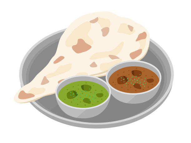 おいしいインドのバターチキンカレーナンコリアンダー添えイラスト素材透過、PNGフリー画像ダウンロード - Pngtree