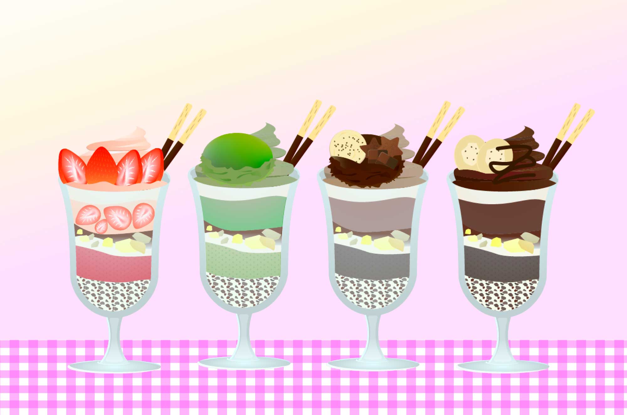 チョコバナナのパフェイラスト無料イラスト・フリー素材なら「イラストAC」