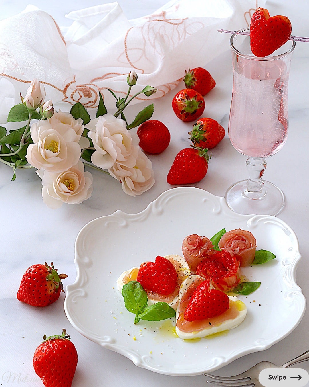 簡単おしゃれ！苺とモッツァレラ、生ハムの前菜