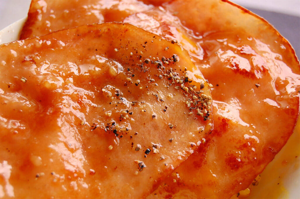 トマ卵ハム丼明宝ハム