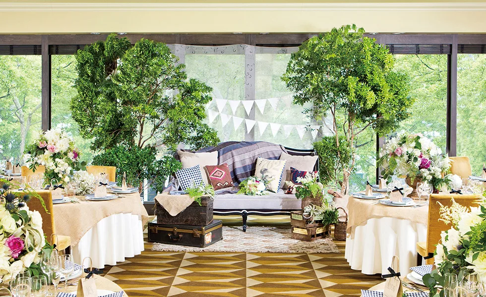 高砂装花 テーブル装飾 ２次会 イエロー レストランウェディング ローズ お色直 結婚