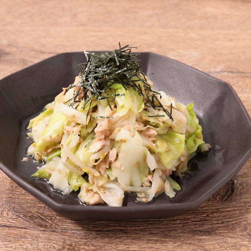 レンジで簡単！ツナもやし めんつゆで味付け一発