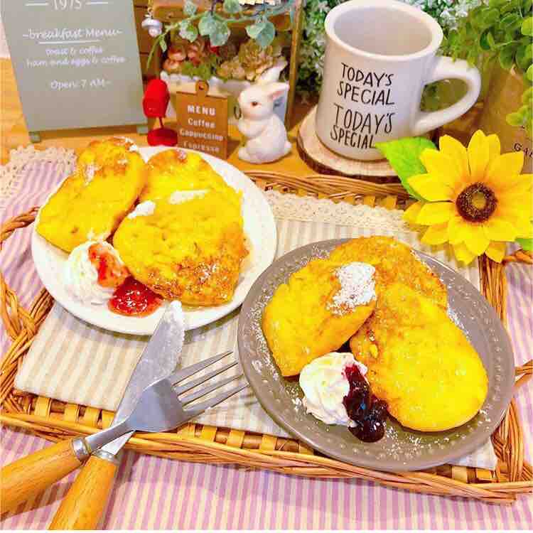 朝食に♪ ディナーロールのフレンチトースト