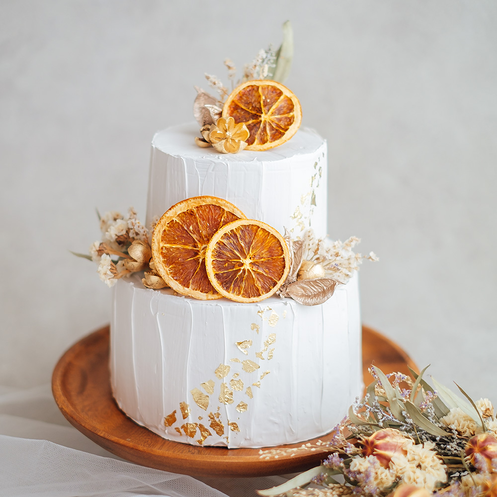 1711 オレンジ3段クレイケーキハーフバースデーパーティ