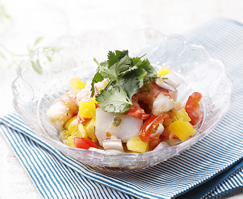 スピード一品！ えびとイカのオーロラ炒め